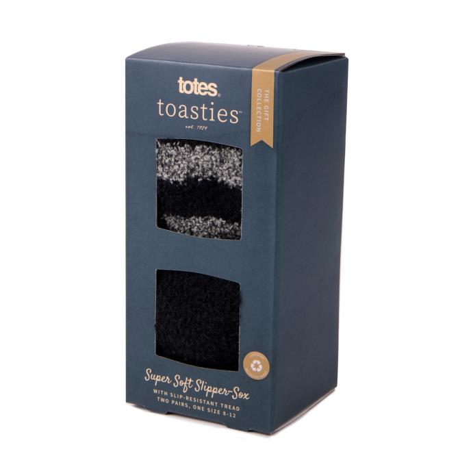 totes toasties® Mens Supersoft Socks (Twin Pack)  Black/Grey Extra Image 2
